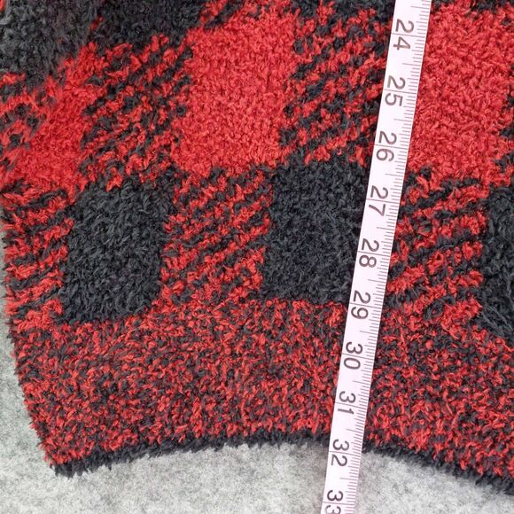 SKIMS Buffalo Plaid Fuzzy Knit Sweater 2X Red Black Cozy Oversized Soft - Picture 5 of 11
